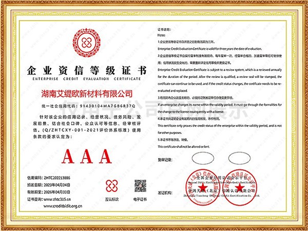 企業(yè)資信等級證書3A